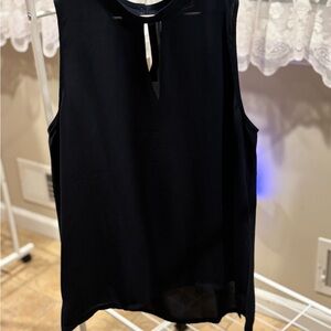 LOFT Navy Sleeveless Mock Neck Keyhole Blouse Size M